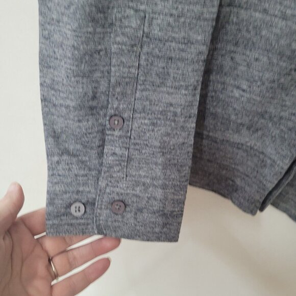 Guess Shirt Mens XL Heathered Grey Knit Long Sleeve Button Up Pocket Stretch - Picture 4 of 12